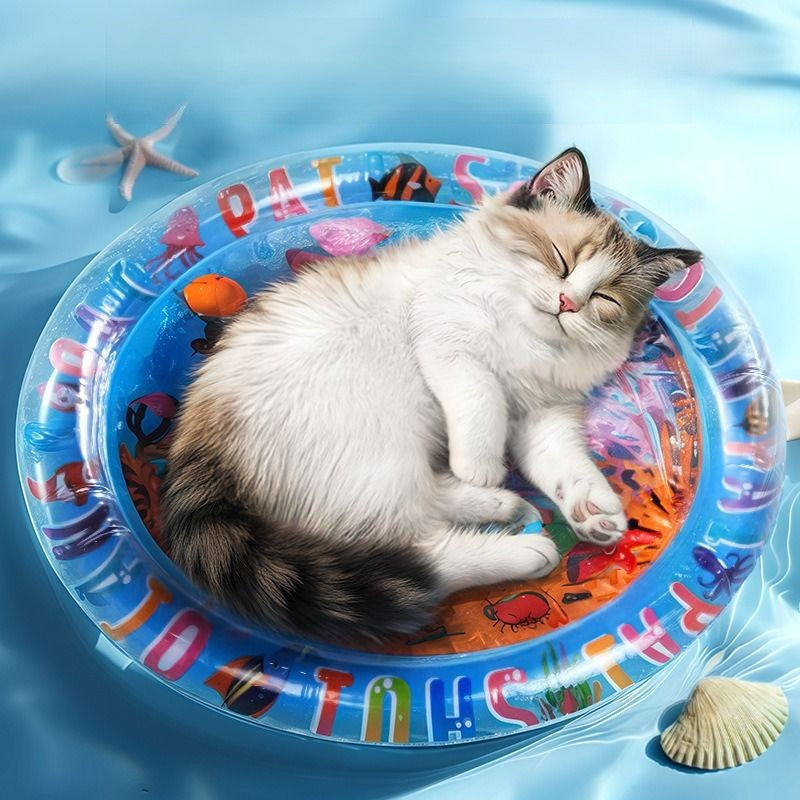 Cooling Water Bed for Cats - Quick Temperature Drop, Fun Design, and Easy Storage