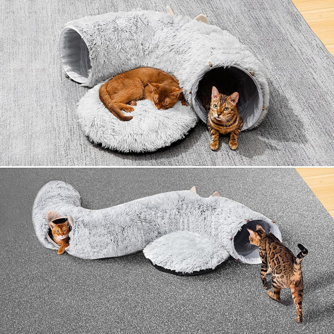 Comfy Donut Tunnel Bed for Cats - Plush, Spacious, and Fun