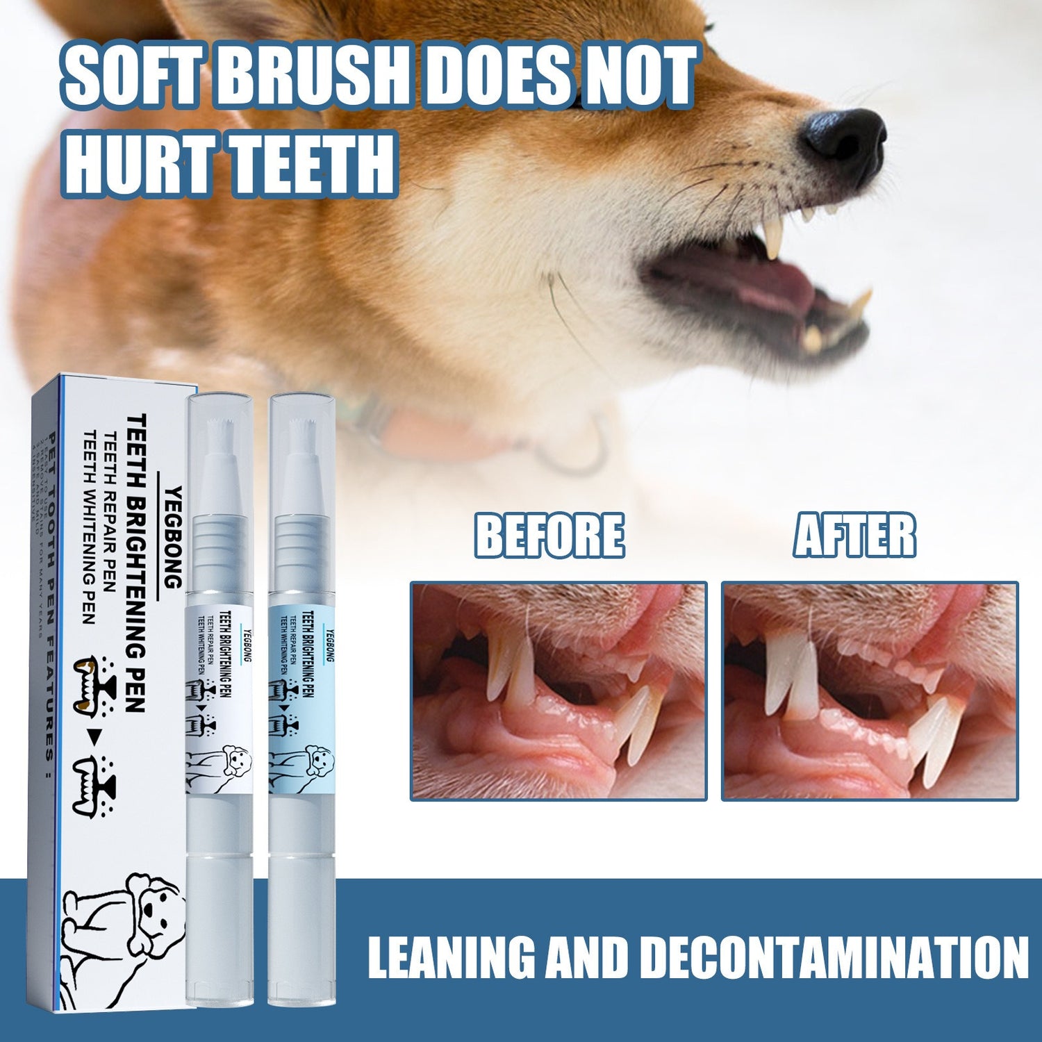 Advanced Teeth Brightening Pen for Pets - Effortless Stain Removal and Fresh Breath