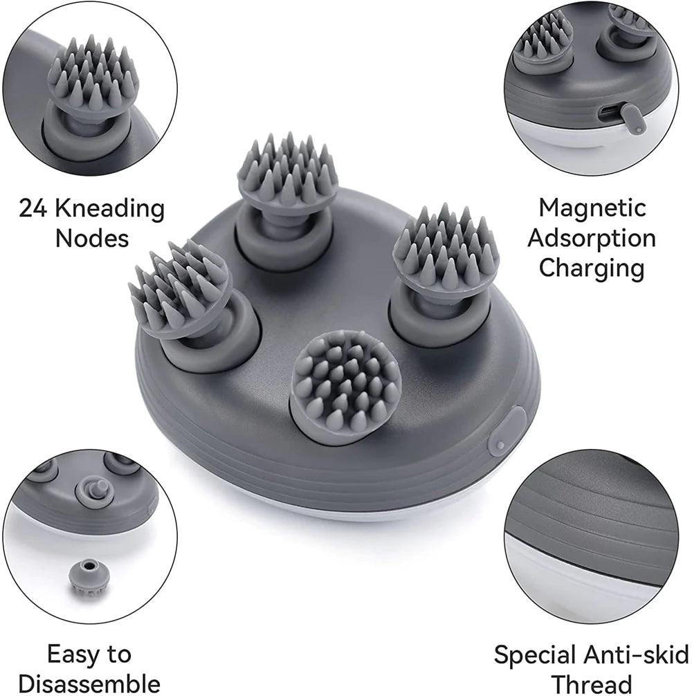 Rechargeable Waterproof Pet Massager with 24 Kneading Nodes - Gentle Grooming &amp; Stress Relief